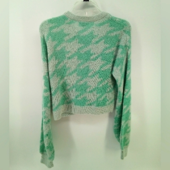 2020 Wild Fable Houndstooth Whiskers Mint Green Chunky Cardigan Balloon Sleeves - Picture 4 of 11